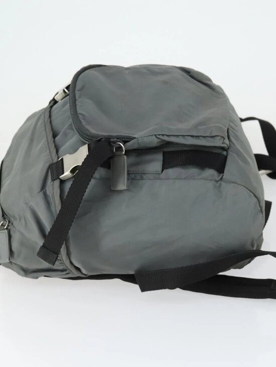 PRADA Backpack Nylon Gray Silver Auth BA10134 main image 8